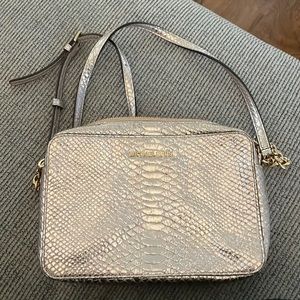 pink/silver metallic Michael Kors crossbody. Lightly used